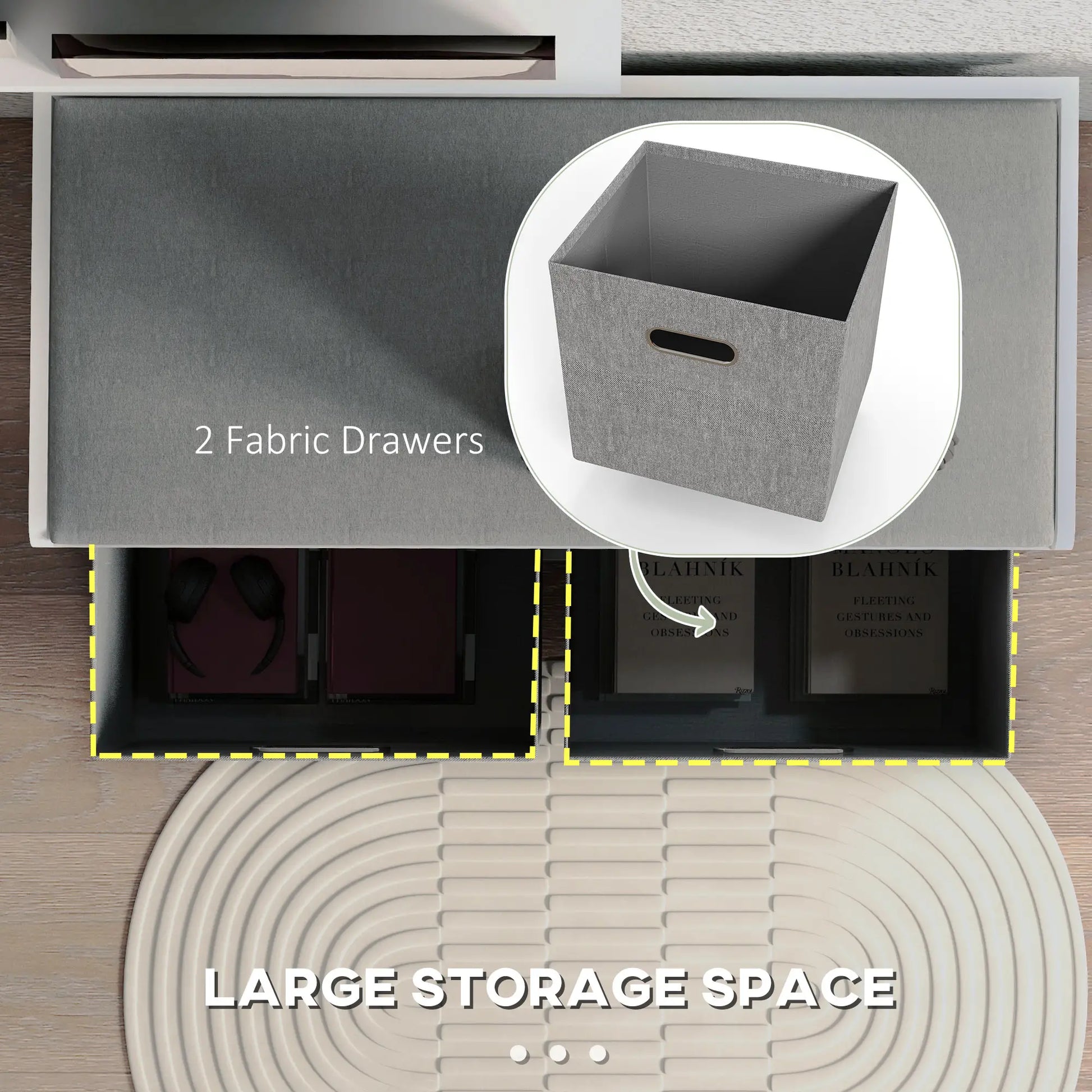 Shoe Storage Bench with Seat, 2 Fabric Drawers, White Shoe Storage Cabinets & Racks at Gallery Canada