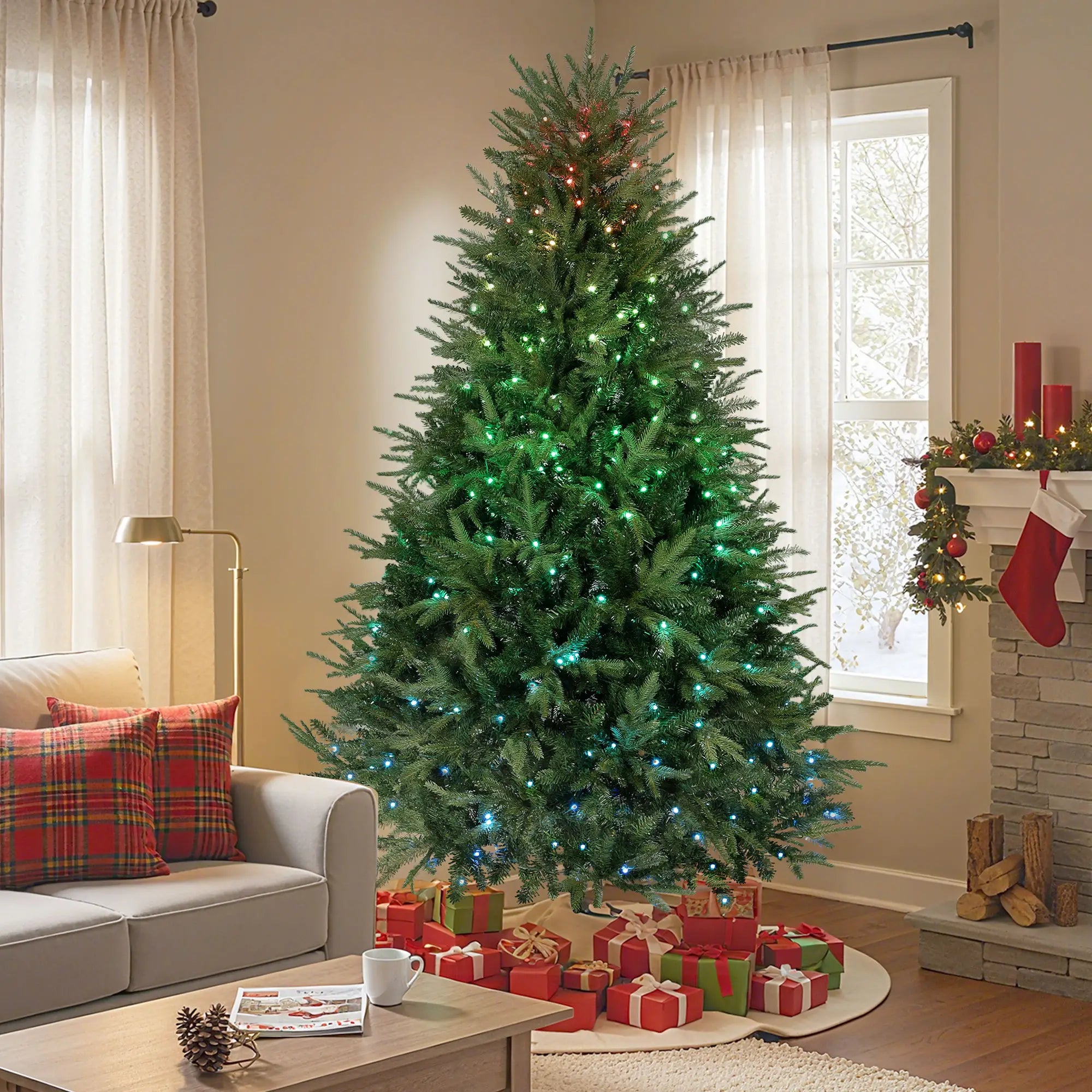 6.5ft Christmas Tree, Synchronized LEDs, DIY, Frasier Fir, Remote, Timer Artificial Christmas Trees at Gallery Canada
