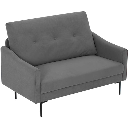 2 Seater Sofa, Small Size, Modern Couch with High-Resilience Foam, Grey