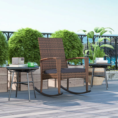 PE Rattan Rocking Chair, Garden Glider, Wicker Patio Chair, Dark Blue Outdoor Rocking Chairs at Gallery Canada