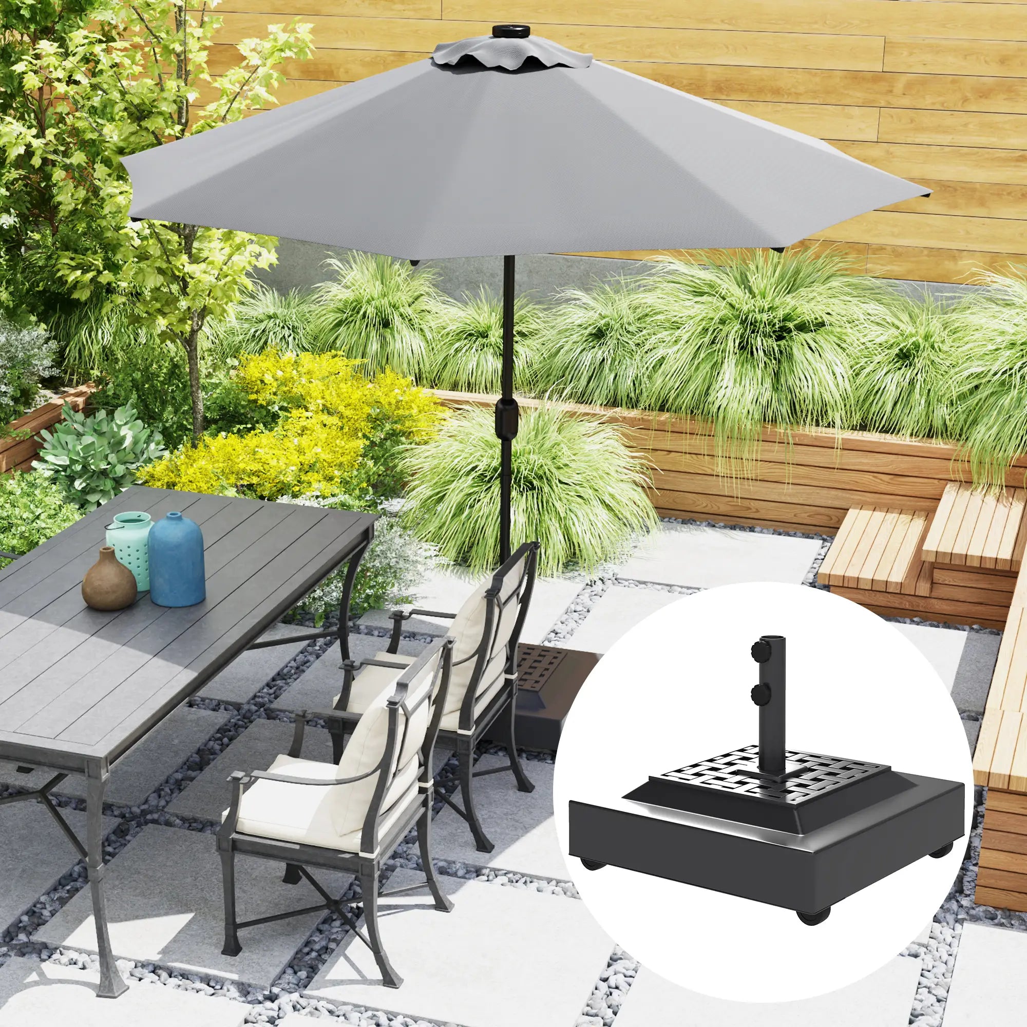 Outdoor Umbrella Base With Wheels, Heavy Duty, Black Umbrella Bases at Gallery Canada