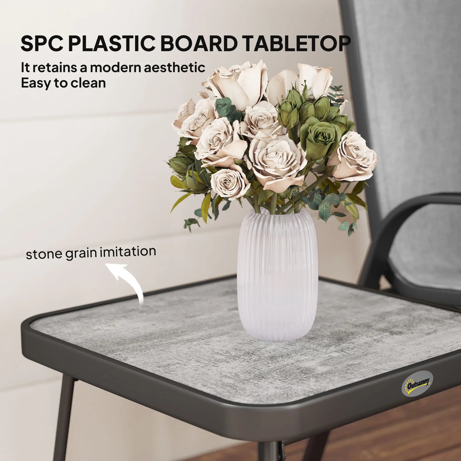 Outdoor Bistro Set, 3-Piece Patio Set, Mesh Fabric, Light Grey Bistro Sets at Gallery Canada