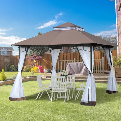 10' x 10' Garden Gazebo, Double Tier Canopy, Sunshade Tent, Anti-UV Roof, Metal Frame, Coffee Gazebos at Gallery Canada