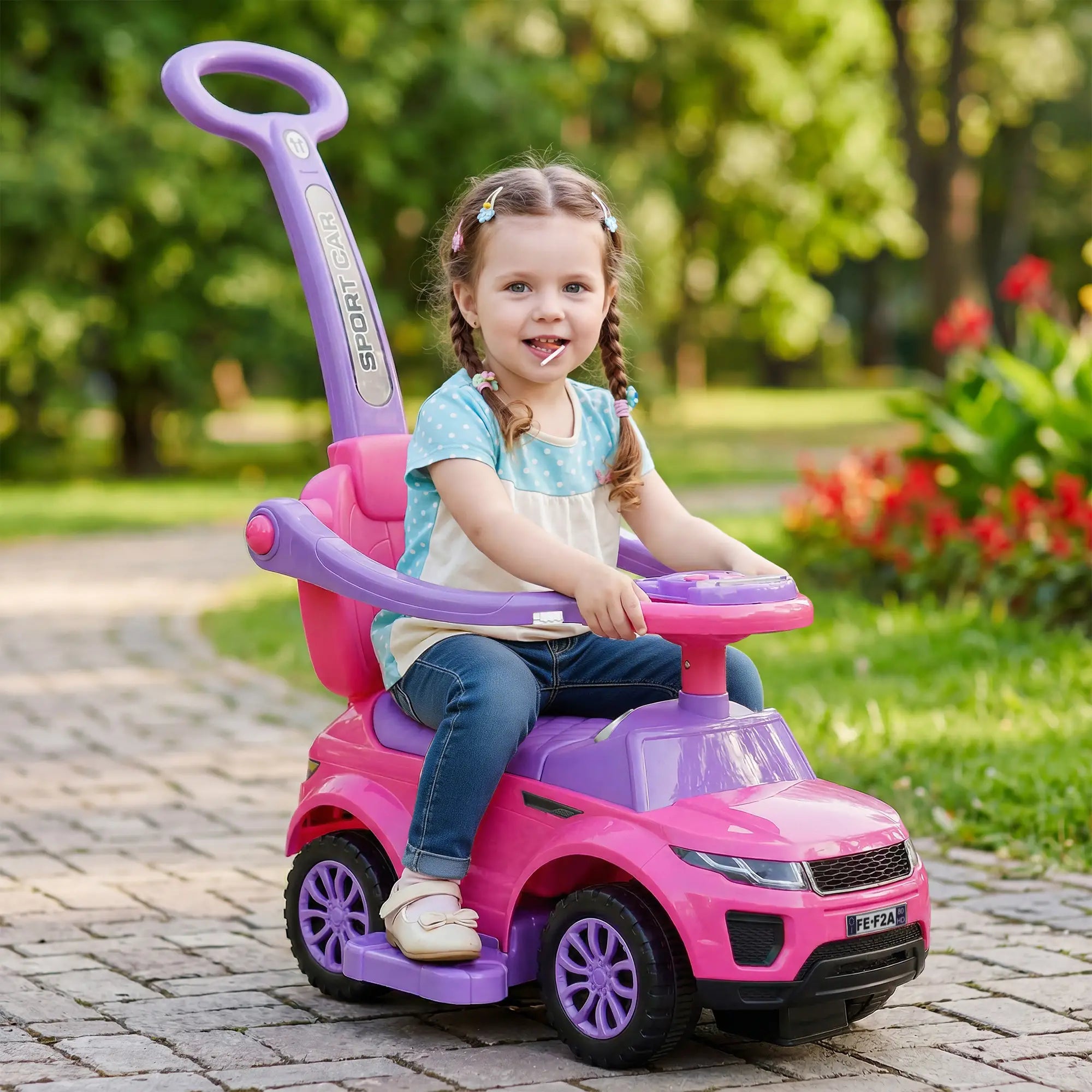 2 in 1 Kid Ride on Car, Push Stroller, 1-3 Years, Pink Push Cars for Toddlers at Gallery Canada