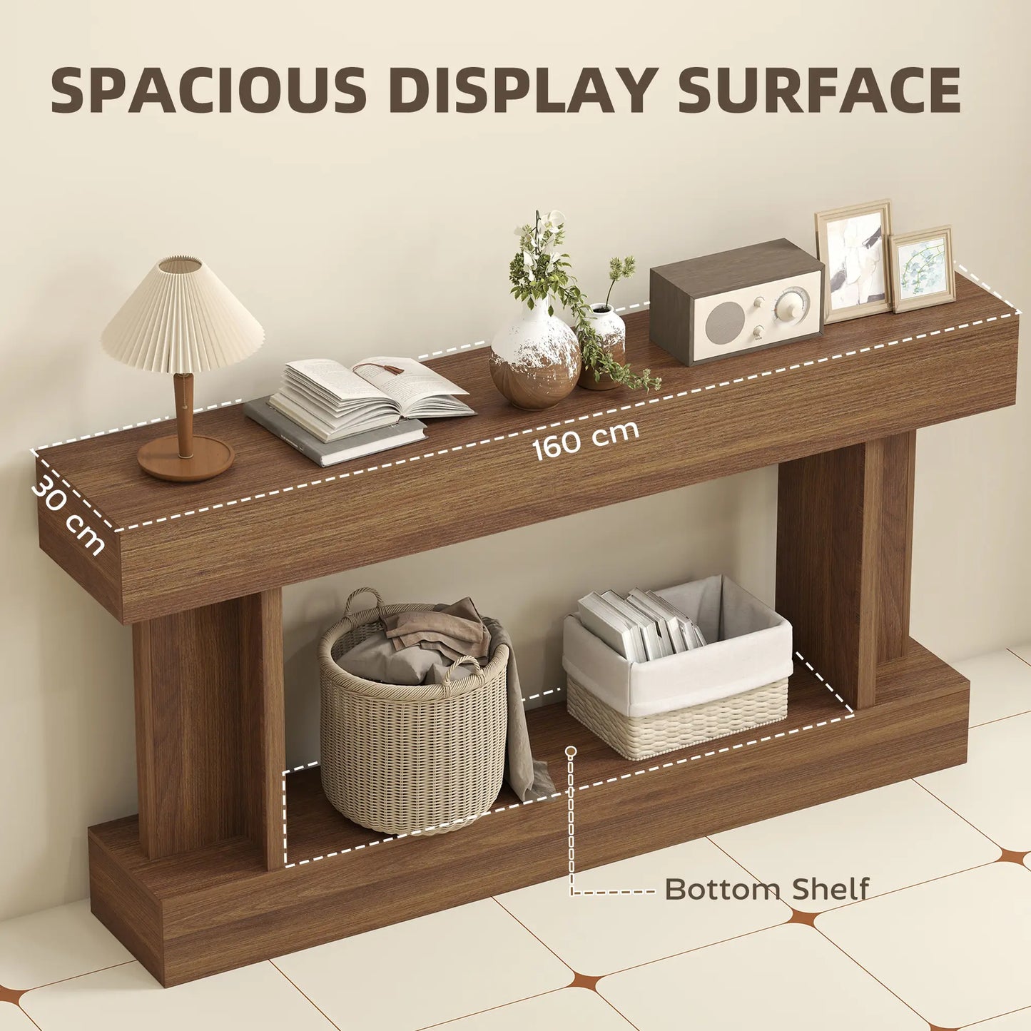 63 Inch Console Table, Vintage Narrow Entryway with Storage Shelf, Dark Brown Console Tables at Gallery Canada