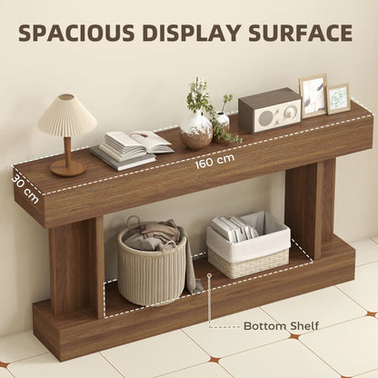 63 Inch Console Table, Vintage Narrow Entryway with Storage Shelf, Dark Brown Console Tables at Gallery Canada