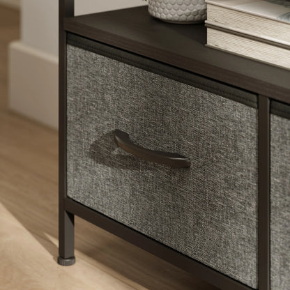 TV Stand with Charging Station, 3 Foldable Drawers, Open Shelf, 55 Inch, Black TV Stands at Gallery Canada