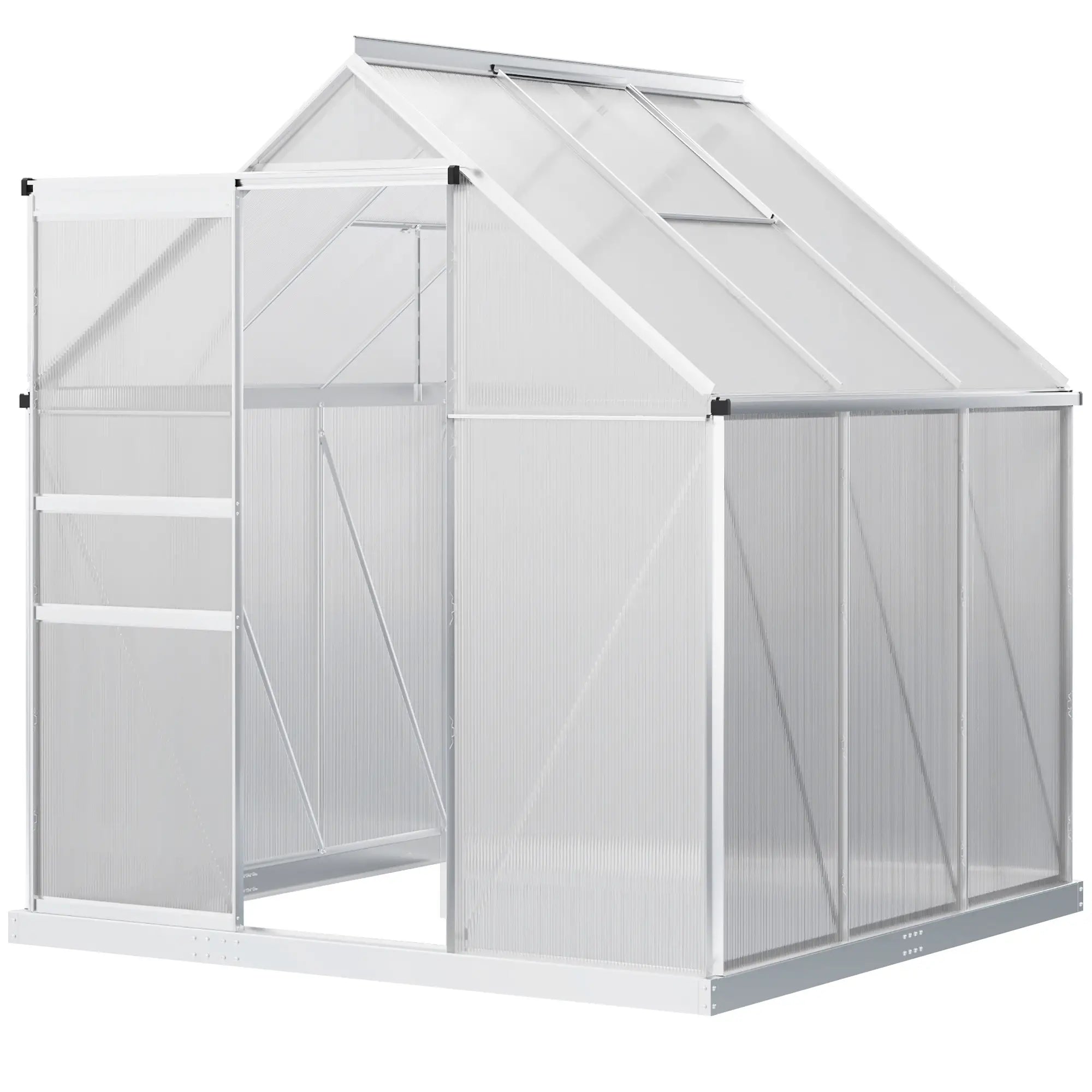 6' x 6' x 6.5' Polycarbonate Greenhouse, Walk-In, Adjustable Roof Vent, Galvanized Base, Sliding Door, Clear Walk In Greenhouses at Gallery Canada