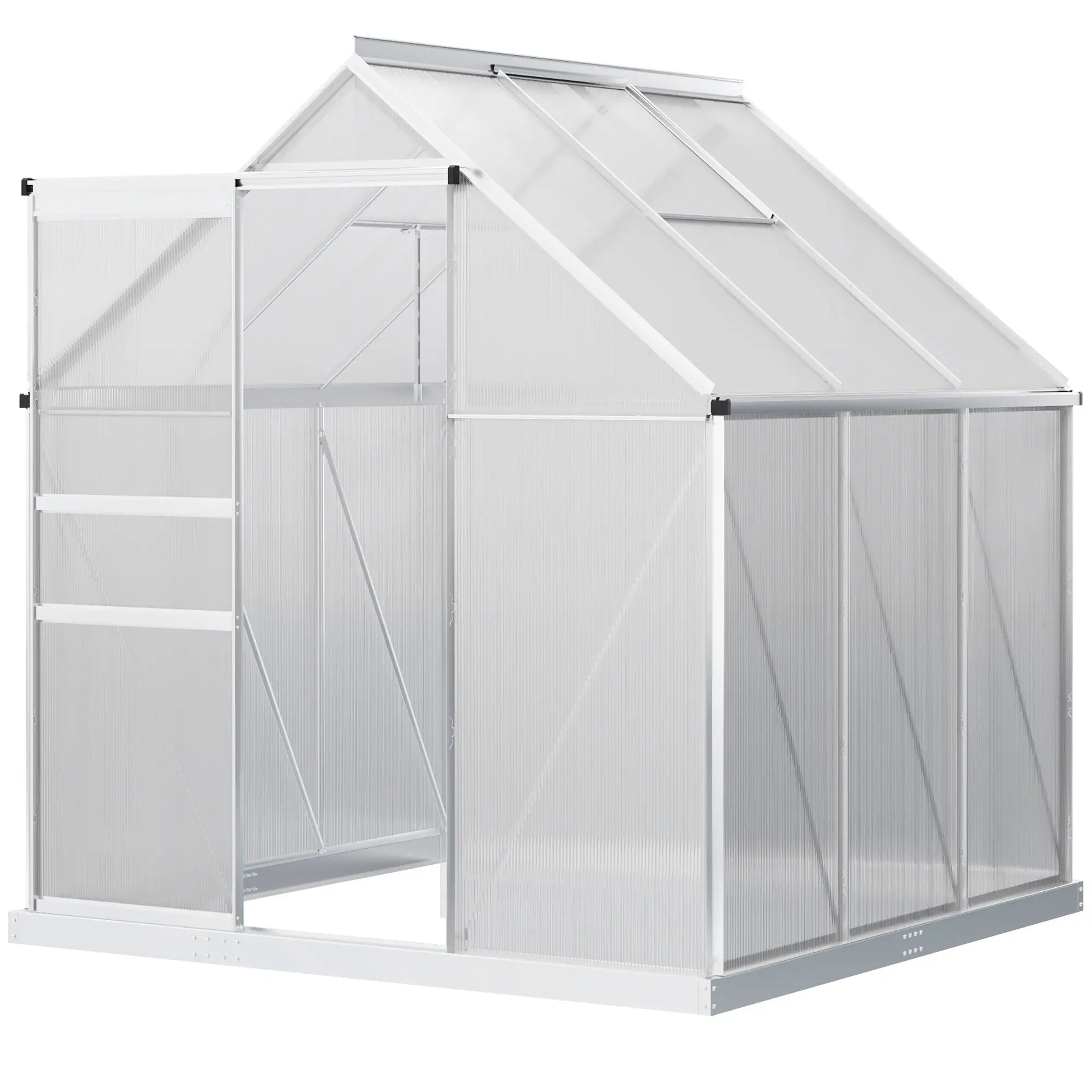 6' x 6' x 6.5' Polycarbonate Greenhouse, Walk-In, Adjustable Roof Vent, Galvanized Base, Sliding Door, Clear Walk In Greenhouses at Gallery Canada