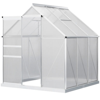 6' x 6' x 6.5' Polycarbonate Greenhouse, Walk-In, Adjustable Roof Vent, Galvanized Base, Sliding Door, Clear Walk In Greenhouses at Gallery Canada