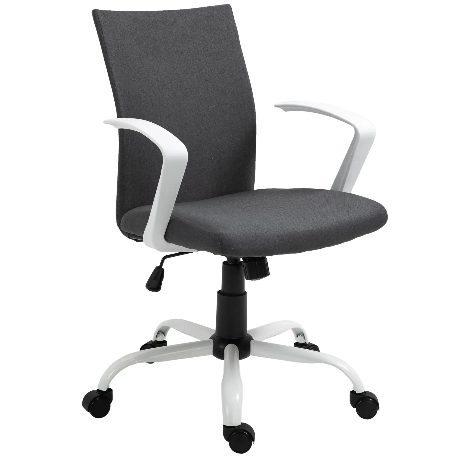 Linen Mid Back Office Chair With Tilt Function, Swivel Computer Chair, Charcoal Grey Task Chairs at Gallery Canada