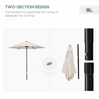 6.6FT Outdoor Patio Umbrella, 6 Solid Ribs, Cream White Patio Umbrellas at Gallery Canada