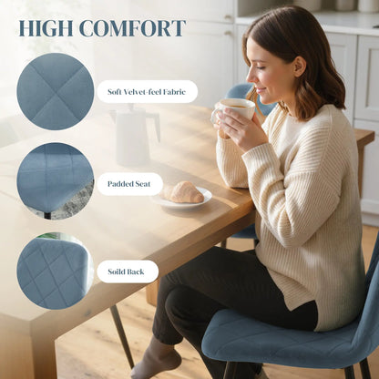 Upholstered Dining Chairs Set of 4, Steel Legs, Modern Kitchen, Light Blue Dining Chairs at Gallery Canada