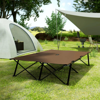 76" Two Person Folding Camping Cot, Portable Military Bed, Khaki Camping Cots at Gallery Canada