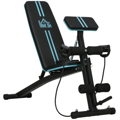 Foldable Adjustable Press Bench, Weight Training Gym Chair, Black & Blue