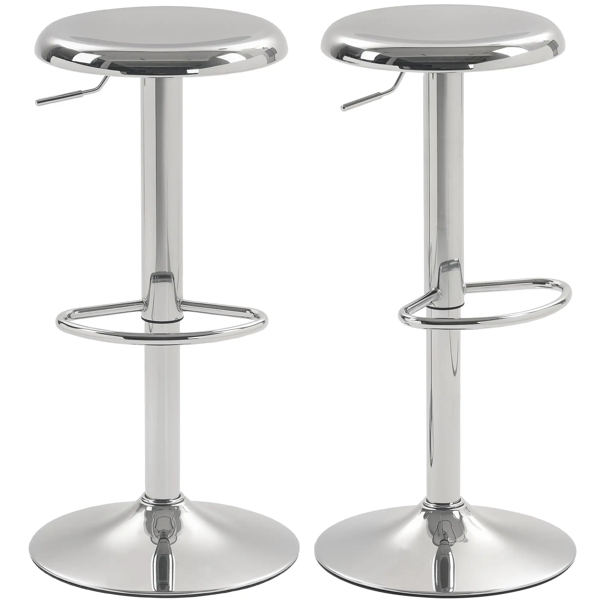 Steel Bar Stools Set of 2, Adjustable Counter Height, Silver Bar Stools at Gallery Canada