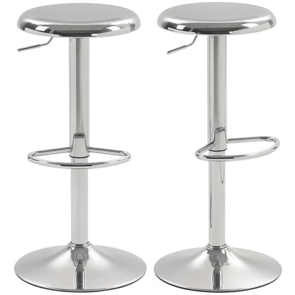Steel Bar Stools Set of 2, Adjustable Counter Height, Silver Bar Stools at Gallery Canada