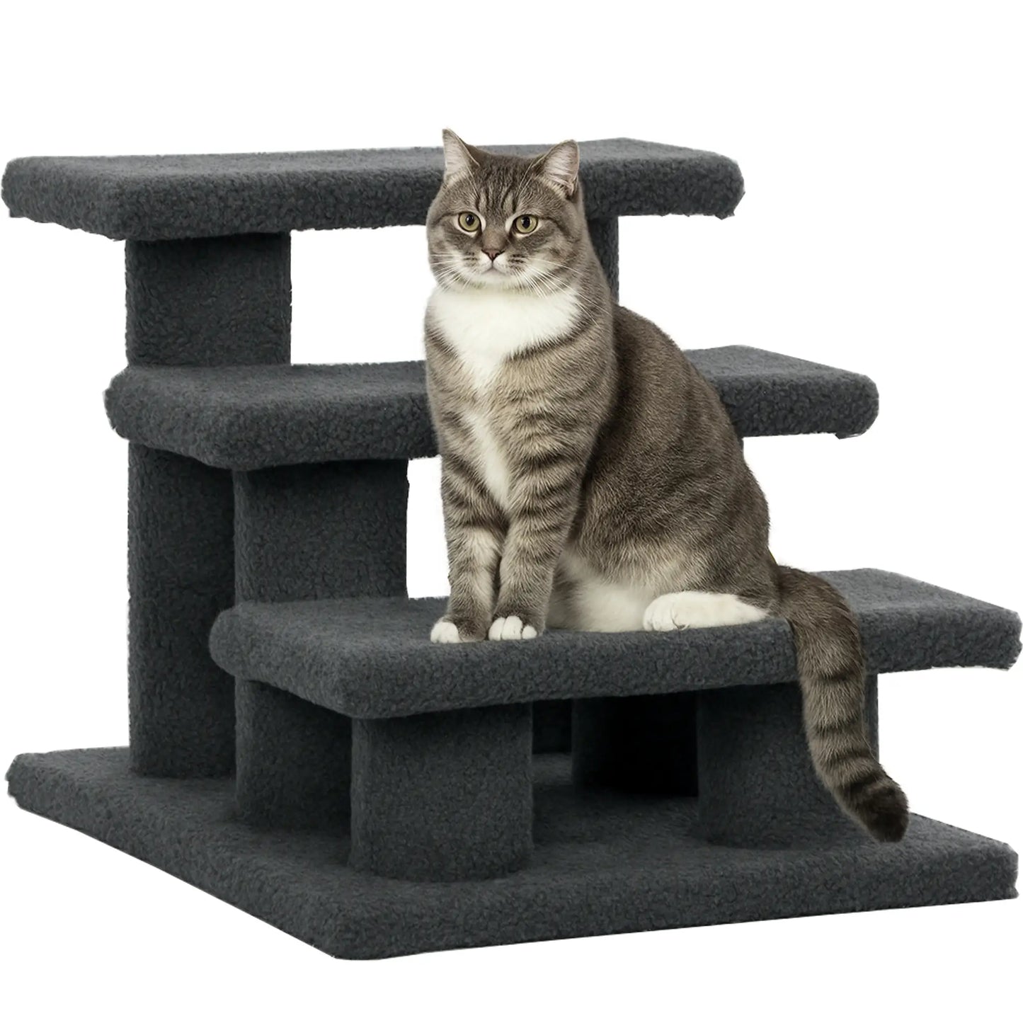 3 Tier Pet Stairs, Dog Cat Step, Scratch Post Furniture, Dark Grey Cat Trees at Gallery Canada