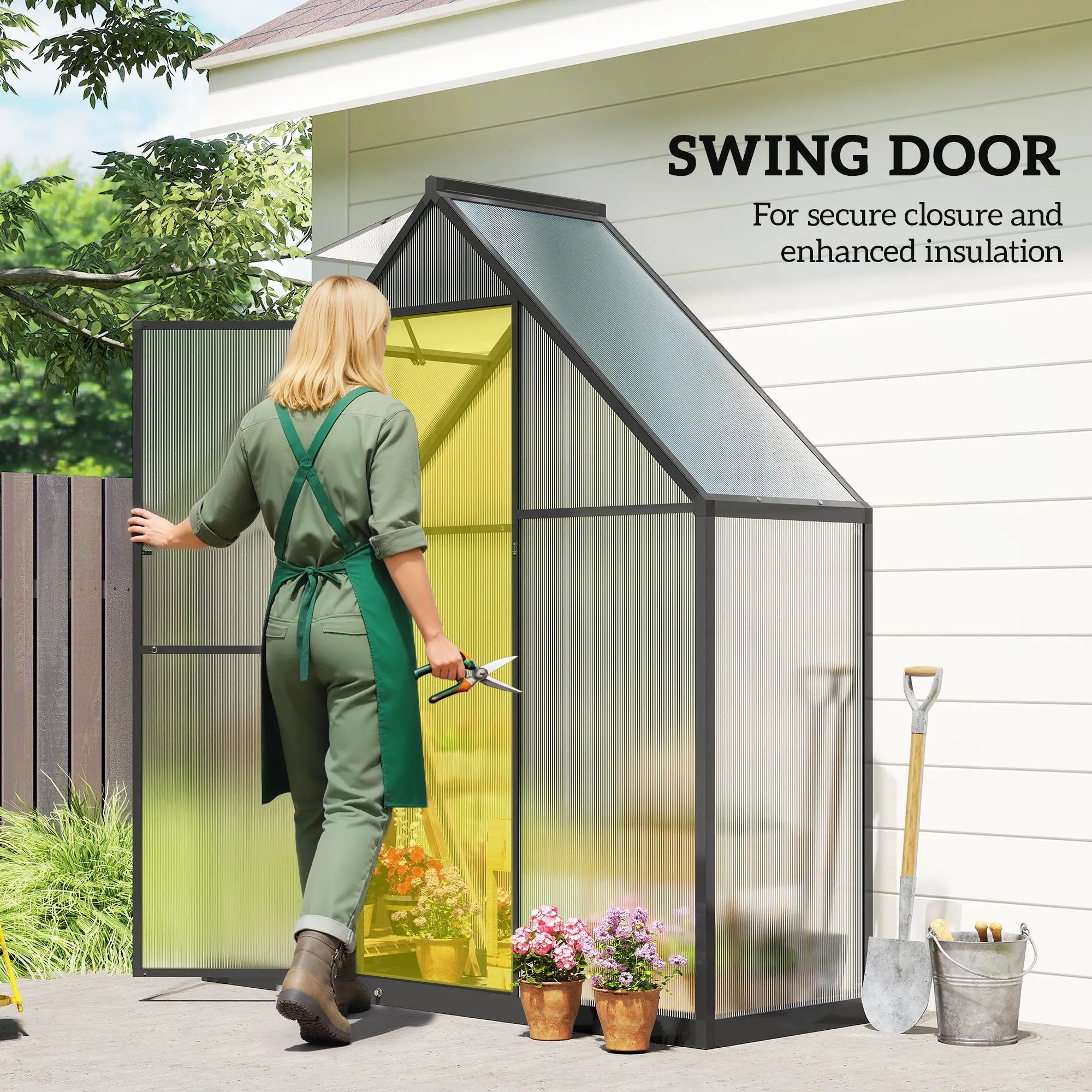 Polycarbonate Greenhouse, 5.5 x 6.5ft, Walk-In With Swing Door, Black Walk In Greenhouses at Gallery Canada