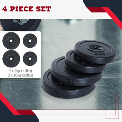 4 Piece Dumbbell Weight Plates Set, 2 x 11lbs and 2 x 22lbs, Black Dumbbells & Barbells at Gallery Canada