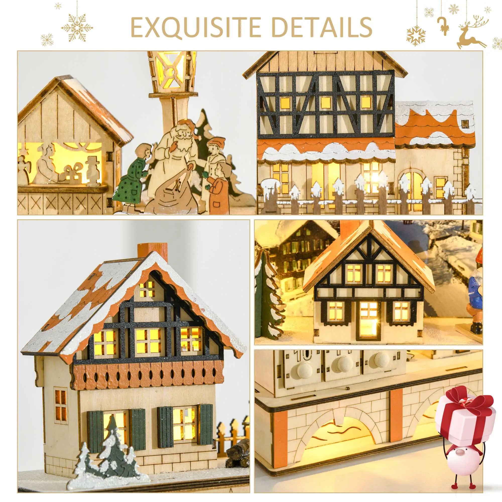 Christmas Advent Calendar, Light Up Wooden Countdown Drawer, Village, Natural Wood Christmas Advent Calendars at Gallery Canada