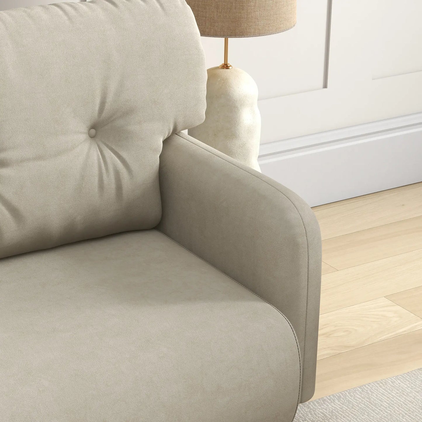 58" 2 Seat Sofa, Modern Love Seat, Upholstered Couch, Solid Wood Frame, Beige 2-Seater Sofas at Gallery Canada