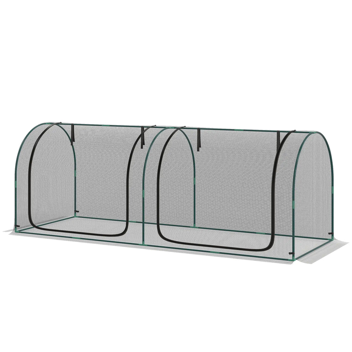 8' x 3' Crop Cage, Garden Plant Protector, 3 Zippered Doors, Black Greenhouses Black at Gallery Canada