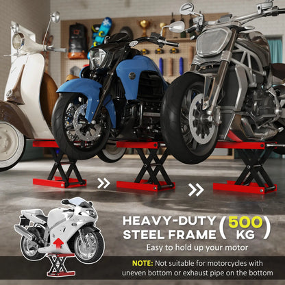 1100lbs Motorcycle Jack, Adjustable Scissor Lift, Anti-Slip Deck, Red Bike Trainer Stands at Gallery Canada