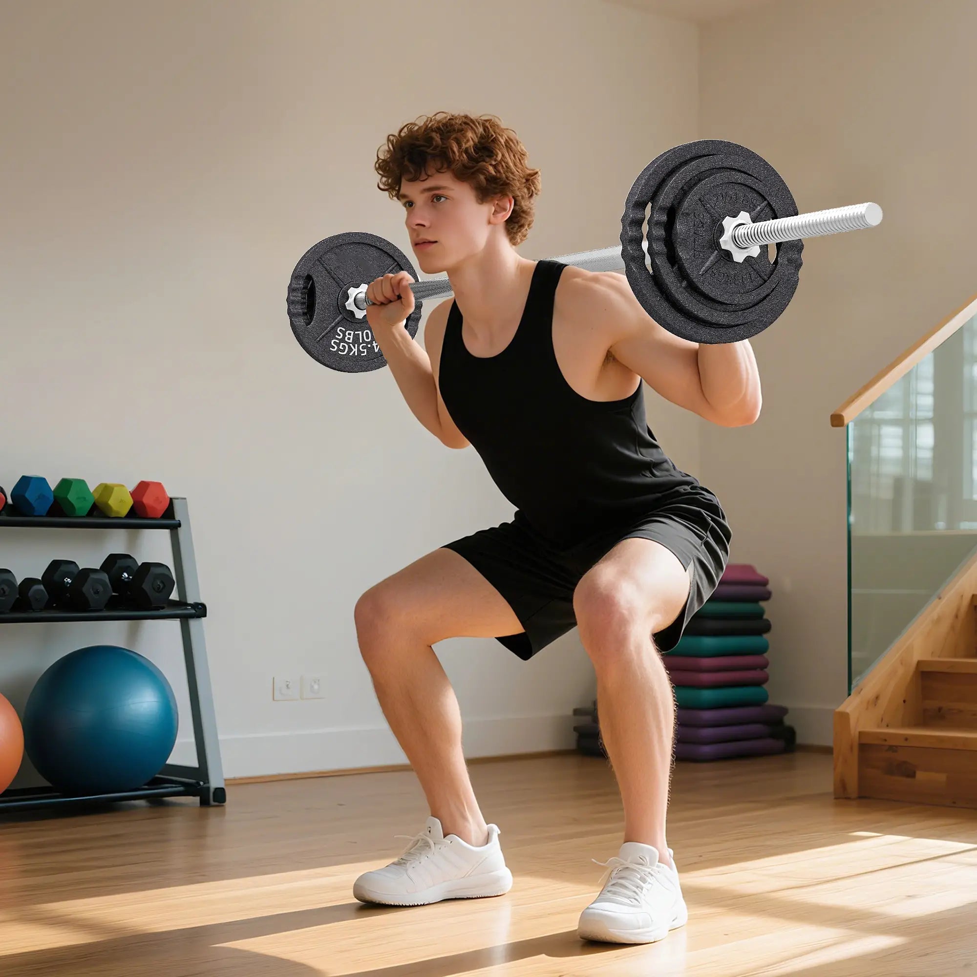 Adjustable Dumbbell Set, 2 in 1 Weights, 112lb Non-Slip Grip Dumbbells & Barbells at Gallery Canada