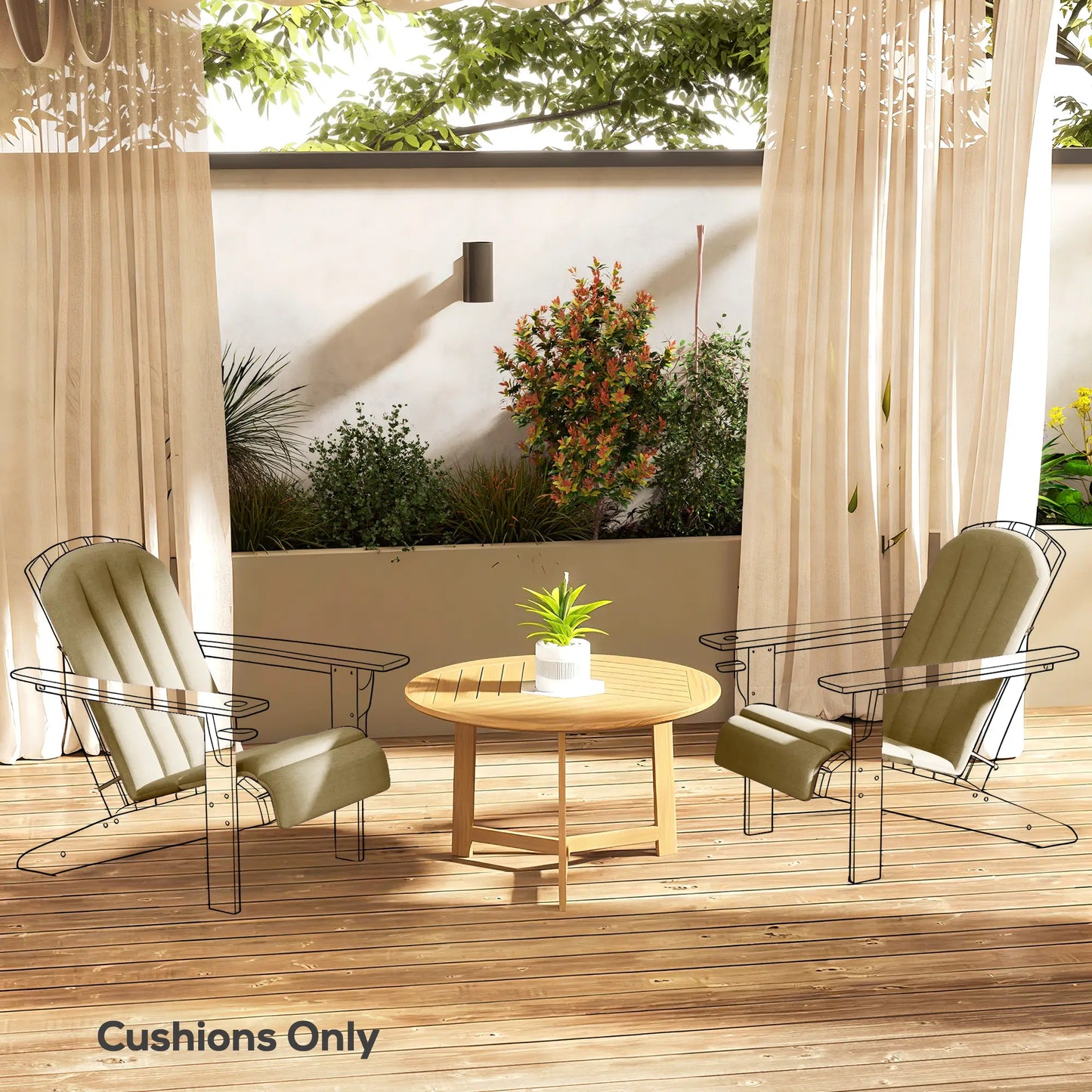 Patio Chair Cushions Set, High Back Adirondack, High-Density Foam, Beige Patio Chair Cushions at Gallery Canada