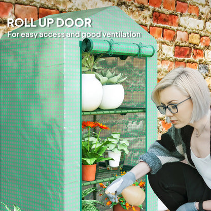 3 Tier Mini Greenhouse, Portable Flower Stand, Steel Frame, Green Greenhouses at Gallery Canada