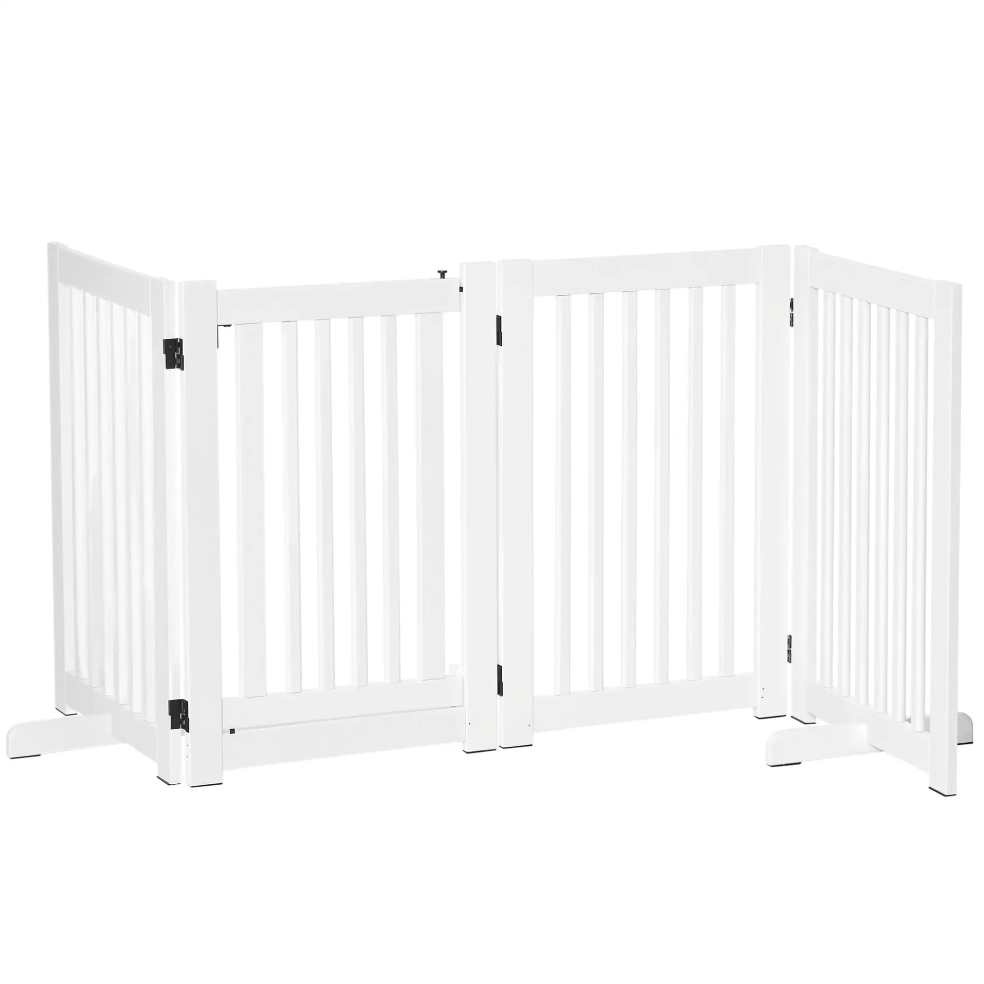 Wooden Pet Gate, Foldable Dog Barrier, Z Shape 4 Panel Houses, Kennels & Pens White at Gallery Canada