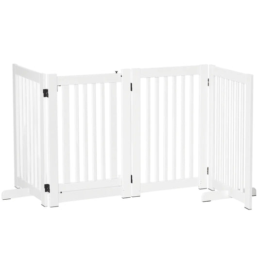 Wooden Pet Gate, Foldable Dog Barrier, Z Shape 4 Panel Houses, Kennels & Pens White at Gallery Canada