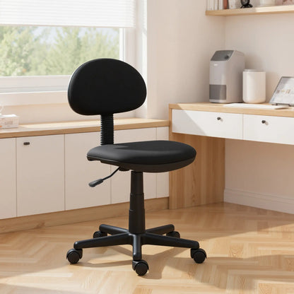 Small Desk Chair, Armless Adjustable Height, 360° Swivel Wheels, Black Task Chairs at Gallery Canada