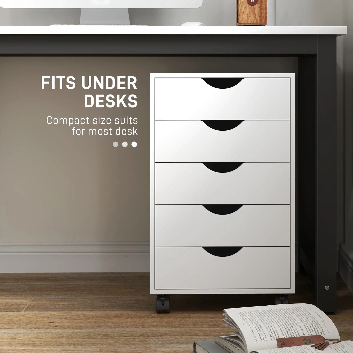 5 Drawer File Cabinet on Wheels, 15.7" x 15.7" x 26.4", White Office Cabinets & Cupboards at Gallery Canada