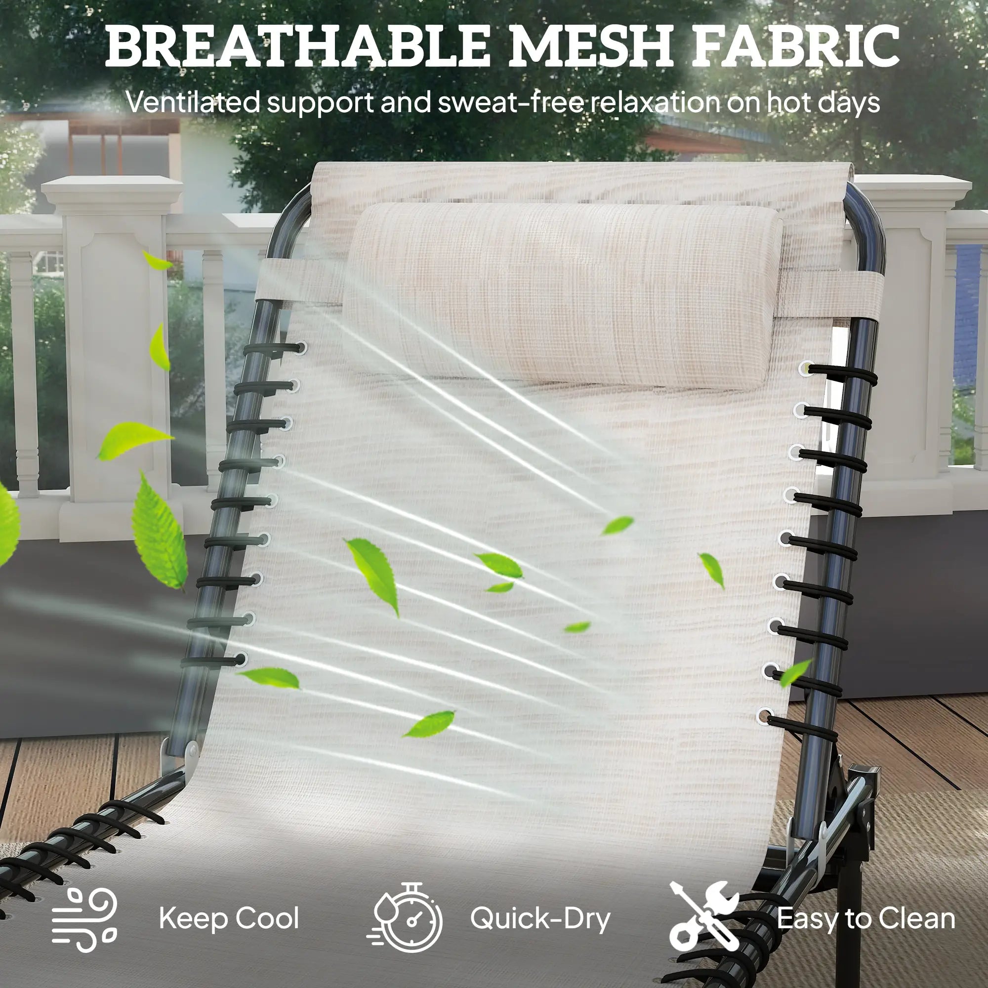 Outdoor Folding Lounge Chair, 4-Level Adjustable, Cream Lounger Chairs at Gallery Canada