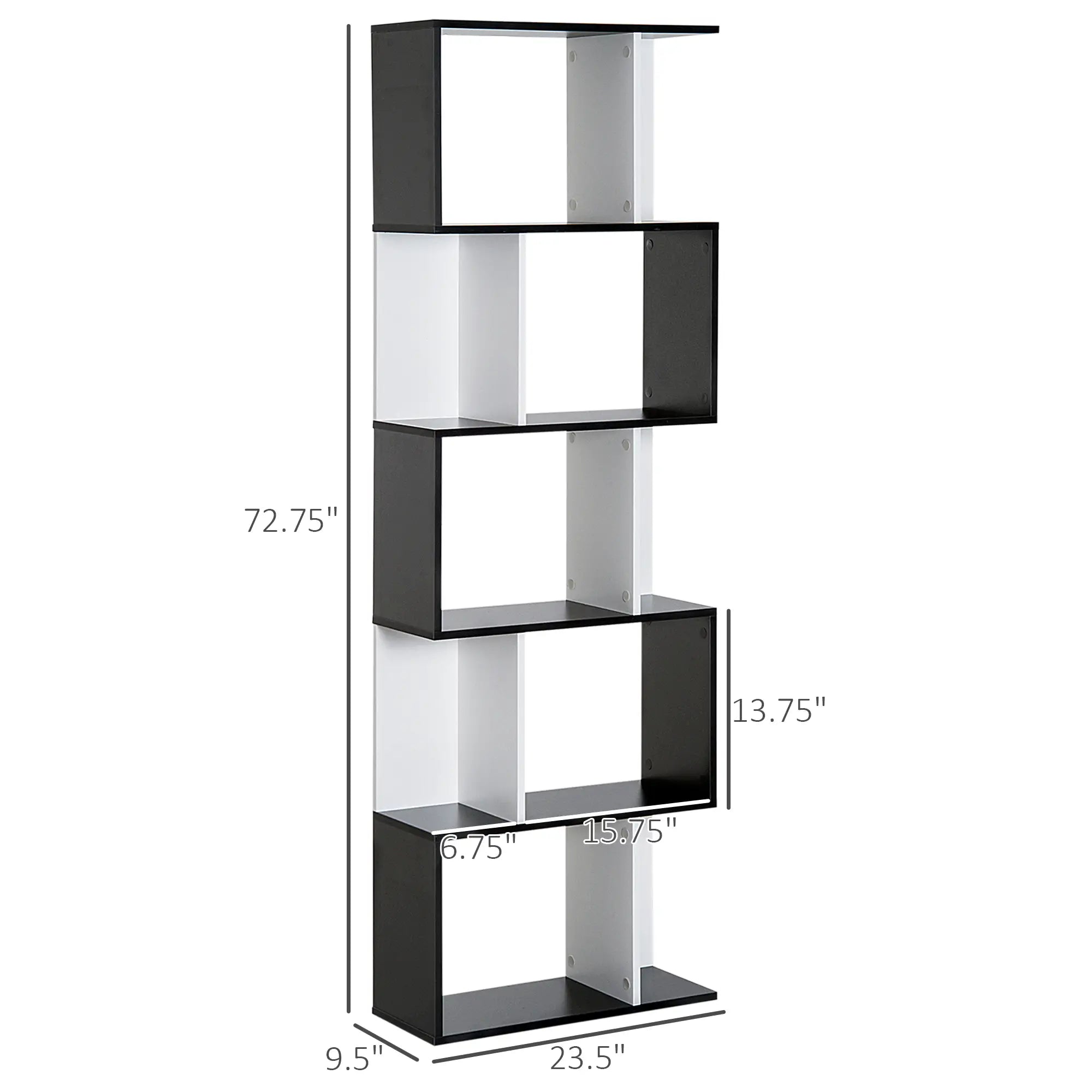 Modern Bookcase 5-Tier Display Shelf, Room Divider, Black Display Bookshelves at Gallery Canada