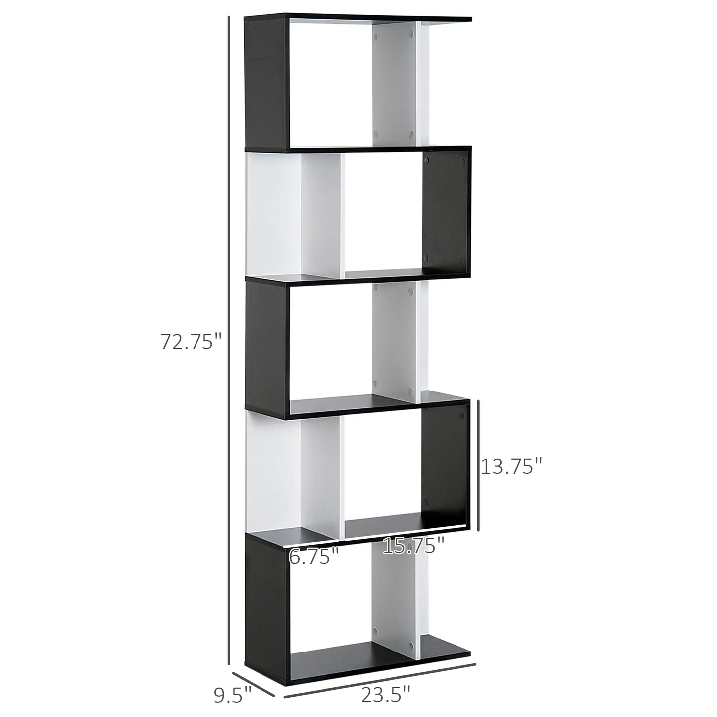 Modern Bookcase 5-Tier Display Shelf, Room Divider, Black Display Bookshelves at Gallery Canada