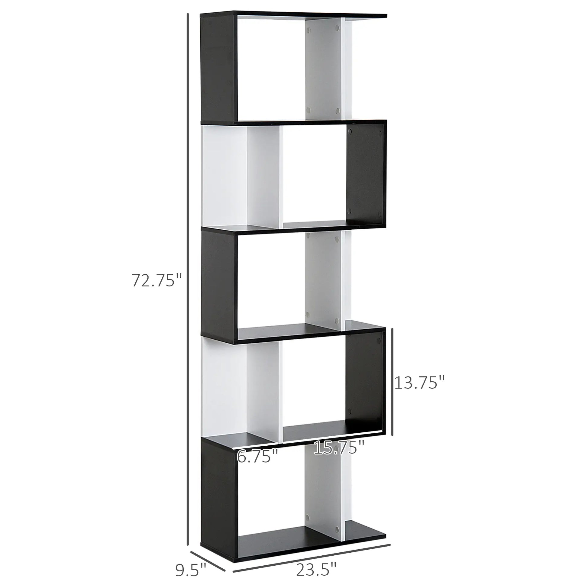 Modern Bookcase 5-Tier Display Shelf, Room Divider, Black Display Bookshelves at Gallery Canada