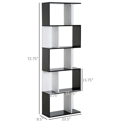 Modern Bookcase 5-Tier Display Shelf, Room Divider, Black Display Bookshelves at Gallery Canada