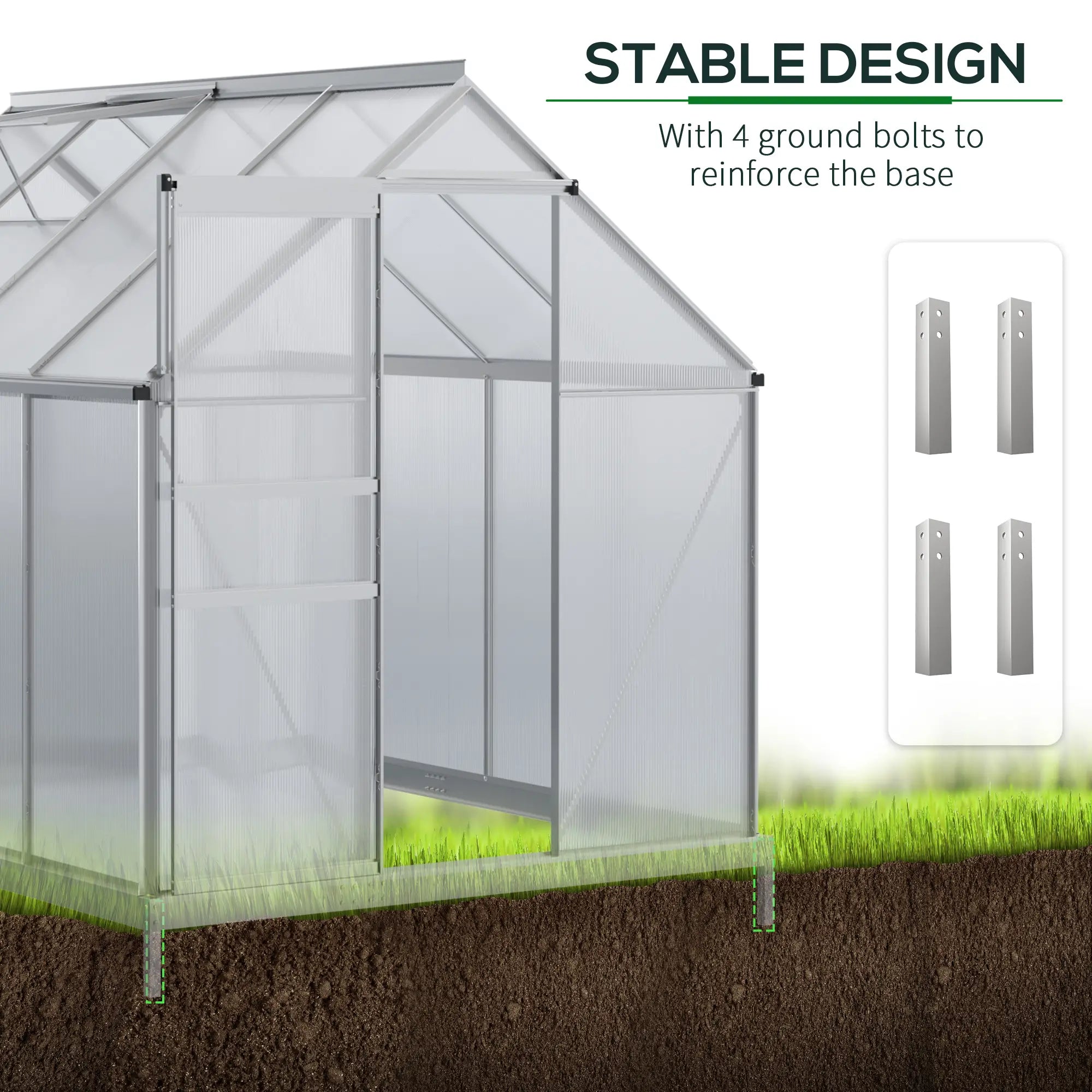 6' x 8' x 6.5' Walk-in Greenhouse, Polycarbonate, Adjustable Roof Vent, Sliding Door, Clear Walk In Greenhouses at Gallery Canada