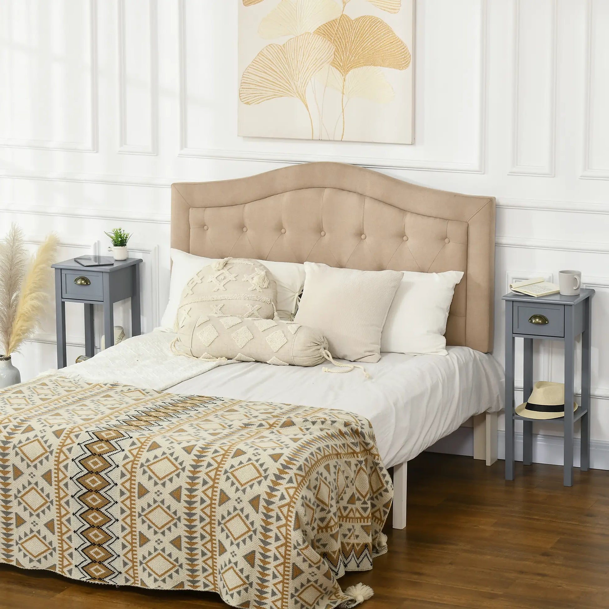 Narrow Side Table Set of 2, 2 Tier with Drawer, Shelf, Grey Side Tables at Gallery Canada