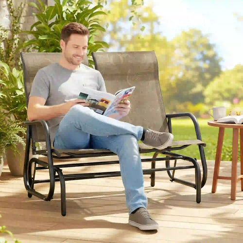 Outdoor Glider Bench, 2 Person, Brown