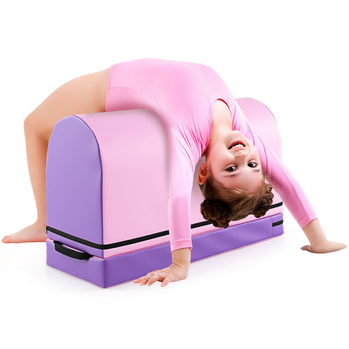 Kids Gymnastics Vaulting Box, Detachable Mat Handle, Purple