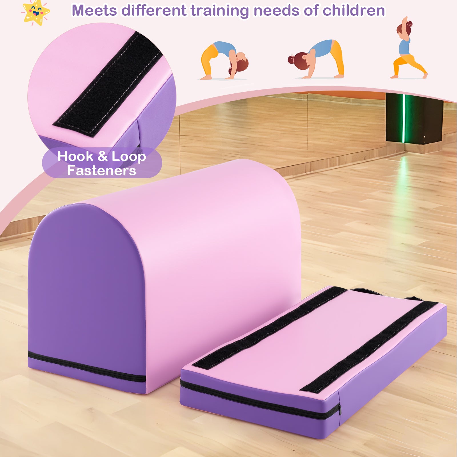 Gymnastics Vaulting Box with Detachable Mat Carrying Handle for Kids, Purple Sports at Gallery Canada