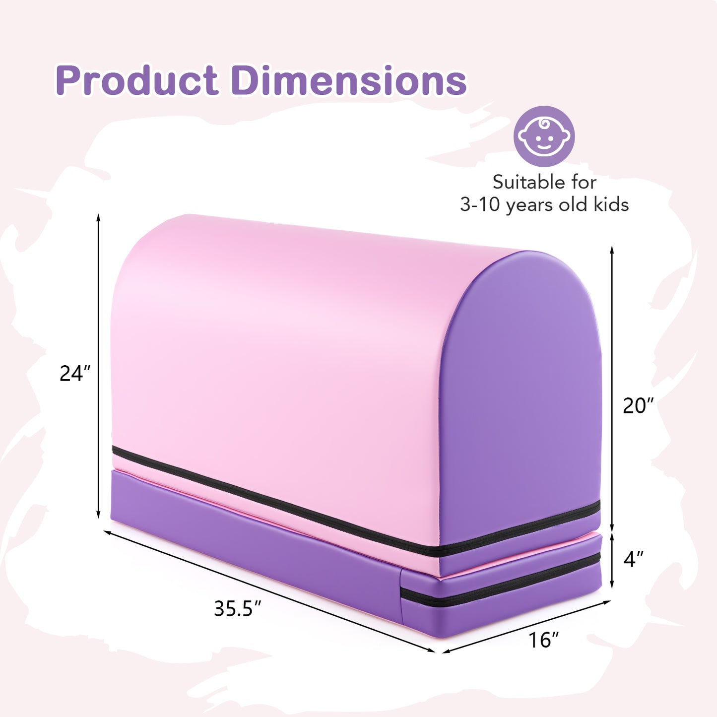 Gymnastics Vaulting Box with Detachable Mat Carrying Handle for Kids, Purple Sports at Gallery Canada