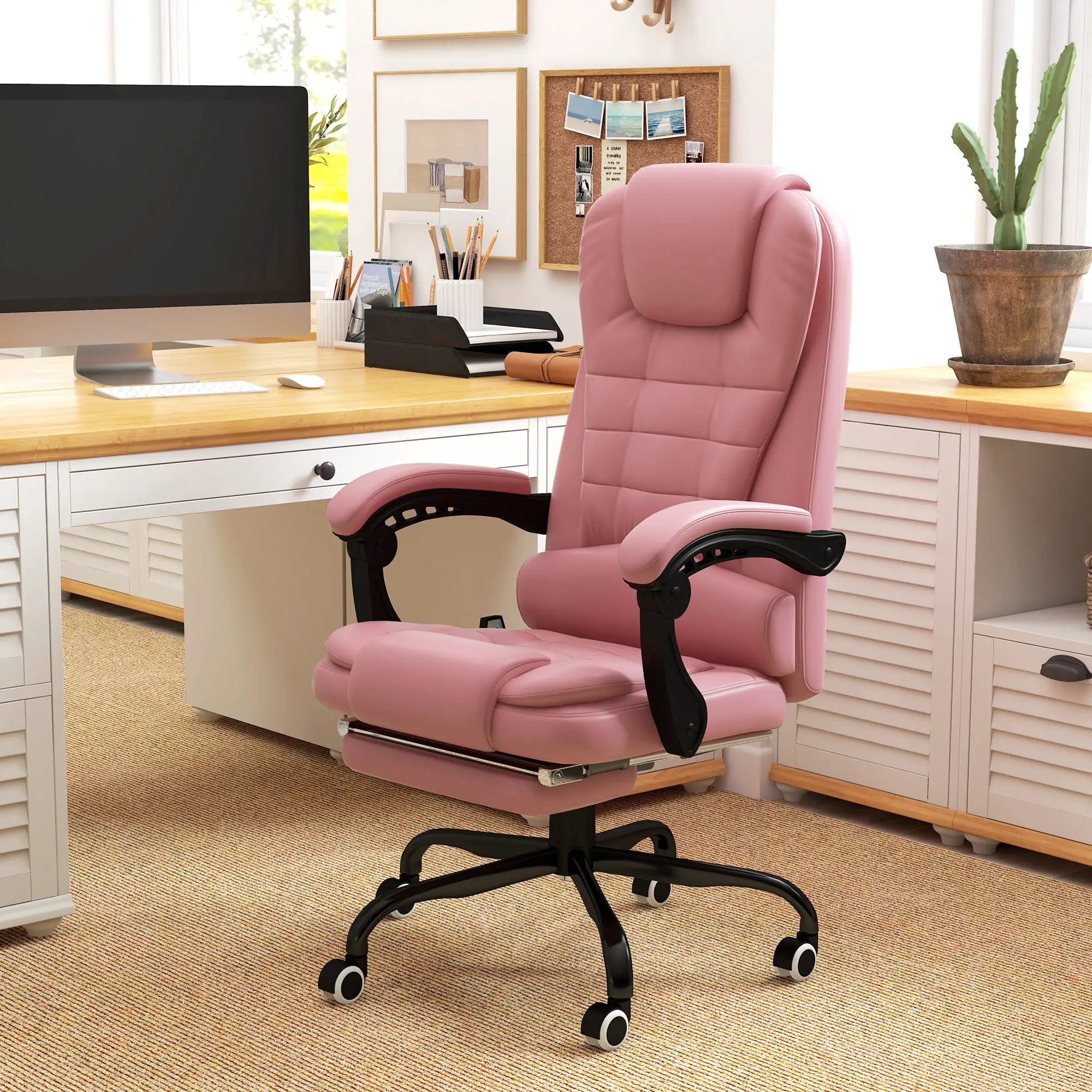 7-Point Vibrating Massage Chair, Reclining with Footrest, Pink Massage Chairs at Gallery Canada