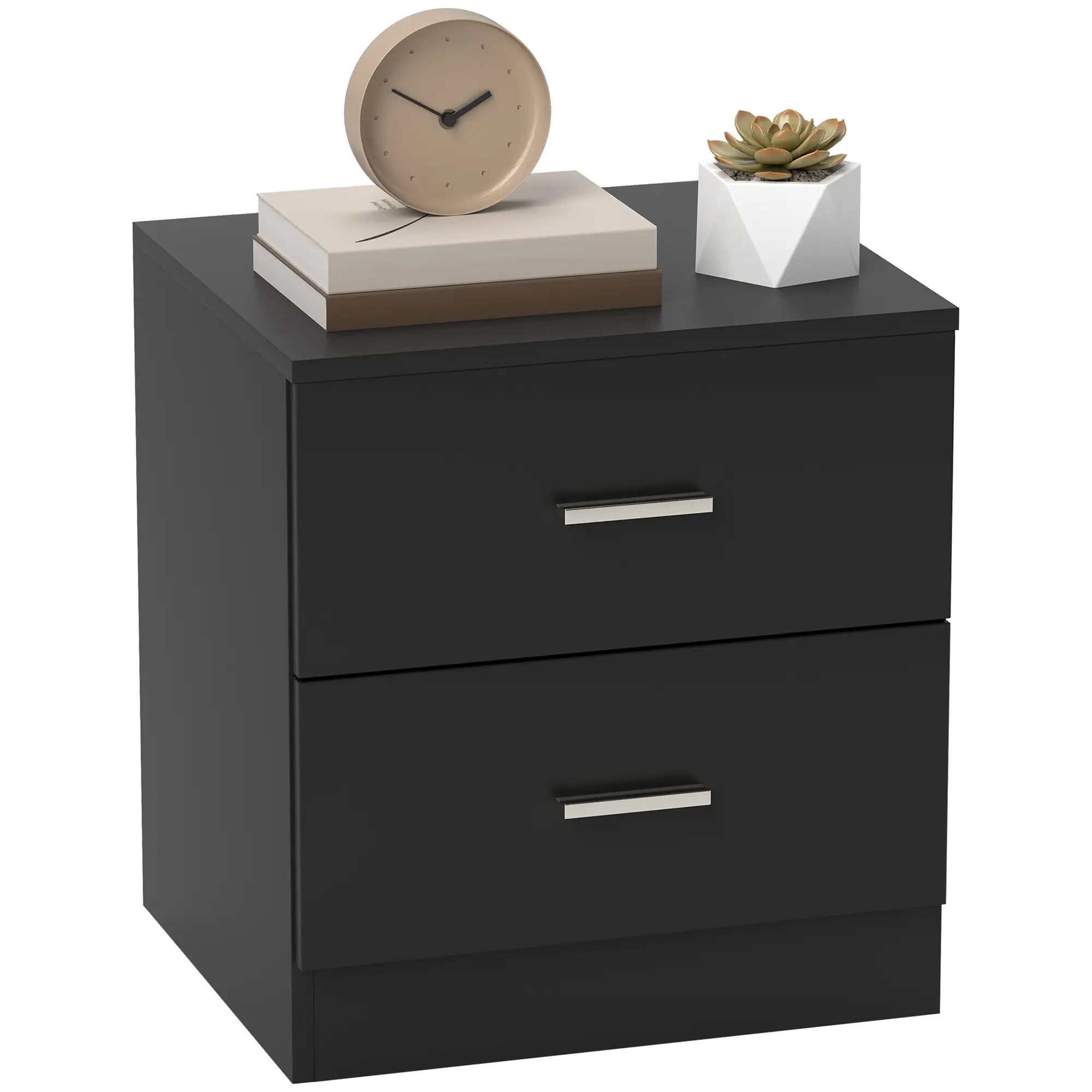 Modern Bedside Table, 2 Drawers, Nightstand for Bedroom, Black Bedside Tables at Gallery Canada