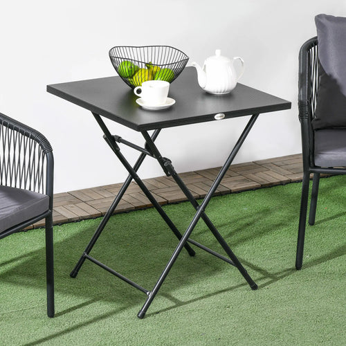 Folding Coffee Table, Square Side Table, Metal Top, 23.6