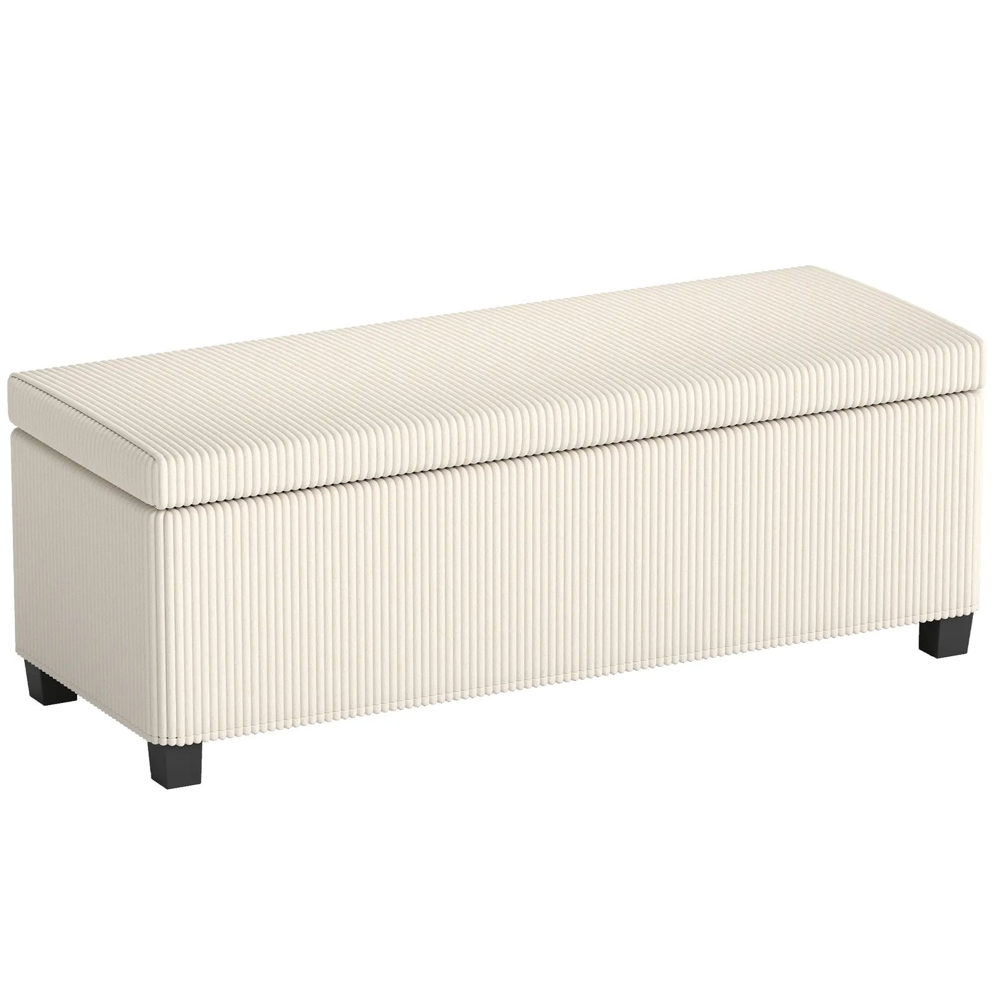 44 Inches Ottoman with Storage, Lid, Legs, Corduroy Bench, Beige Storage Ottomans & Benches Beige at Gallery Canada